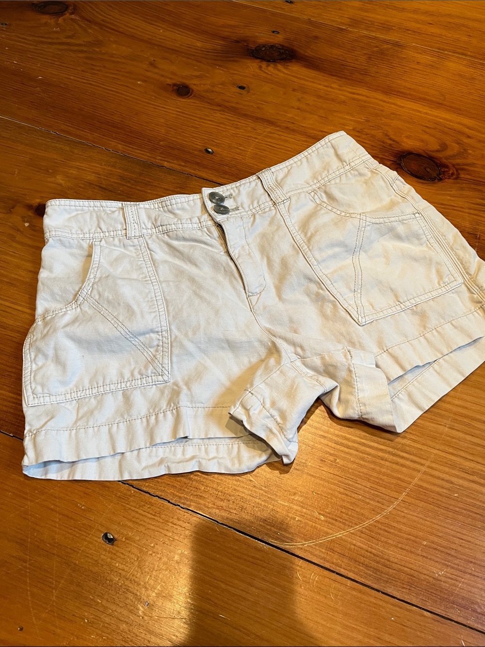 Anthropologie Cream Utility Cotton Shorts